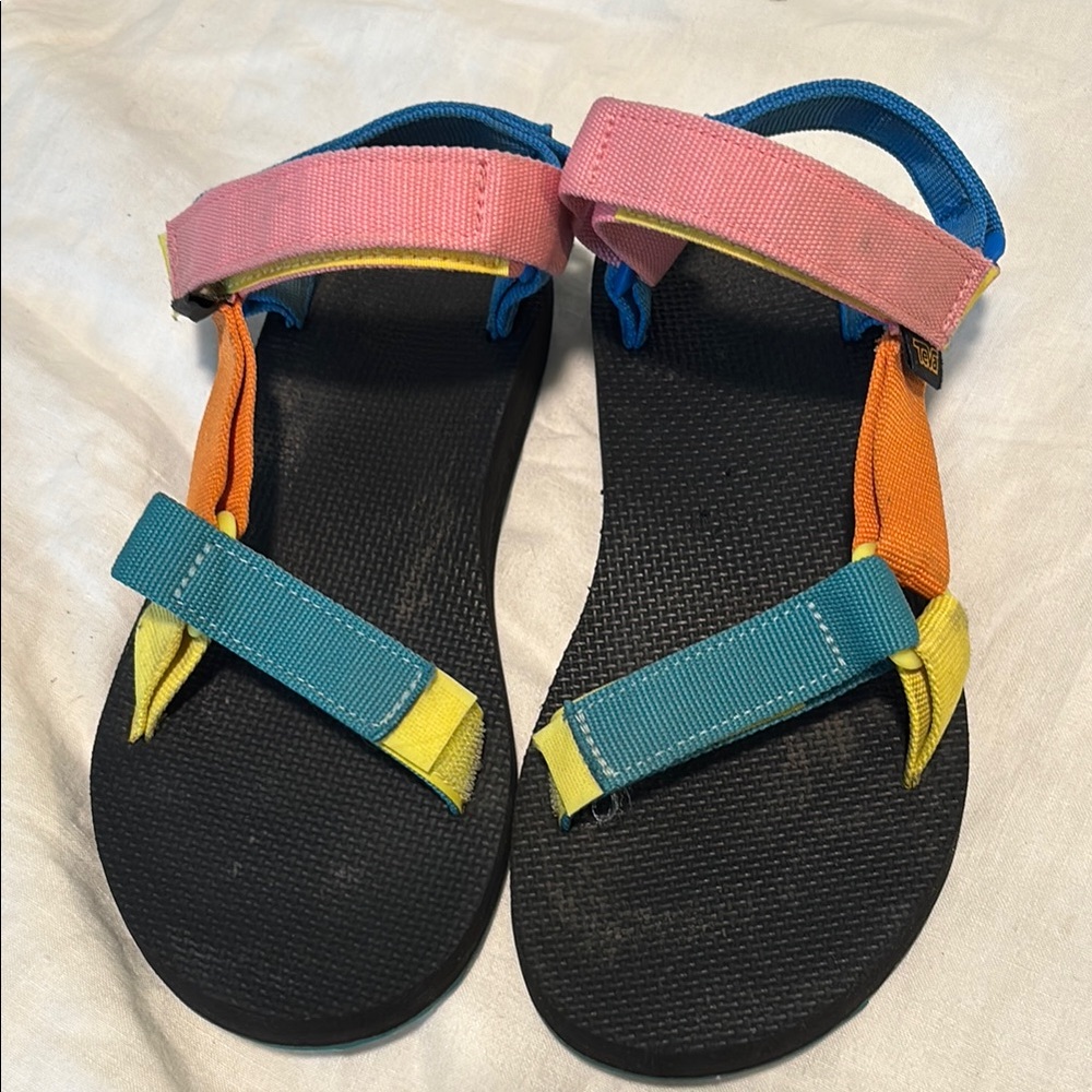 Teva Pink and Orange Sporty Sandals with Adjustable Straps